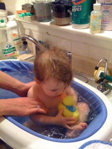 Kissing her duckie